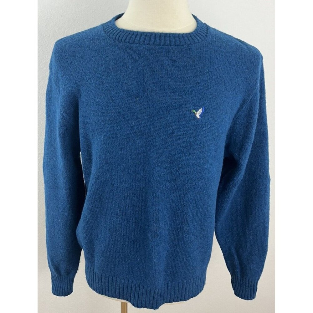 Vintage Flying Scotsman Men's XL Crewneck Wool Sweater Pullover Blue Green Marl